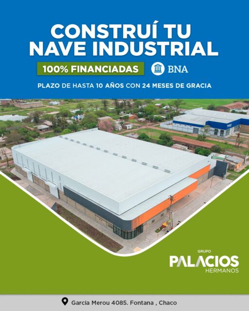 💡 Atravez del Banco Nación sumamos una herramienta financiera más a tu disposición: Además de ejecutar la obra, te brindamos el soporte técnico y el asesoramiento necesario para que aproveches estas líneas de crédito al máximo.

No dejes pasar esta oportunidad de potenciar tu industria. 🚀

📞 Consultas: 0362 4 008637 / 0362 4 437531
📩Info@palacioshermanos.com

✅ Financiación del 100% del valor.
✅ Plazo de hasta 10 años.
✅ 24 meses de gracia.